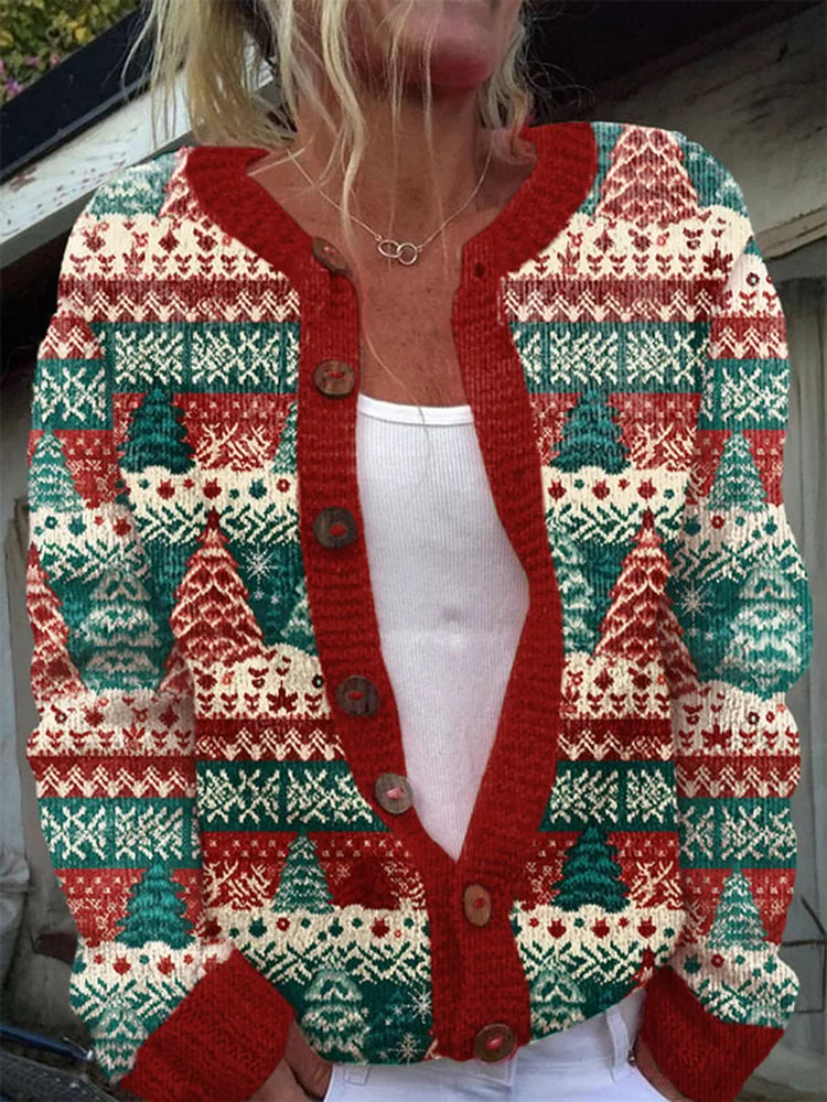 Crew Neck Long Sleeve Floral Printing Fashion Regular Cardigan