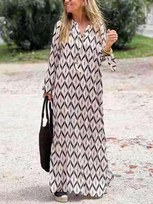 Fashion Long Sleeve Hoodie Striped Maxi Dress