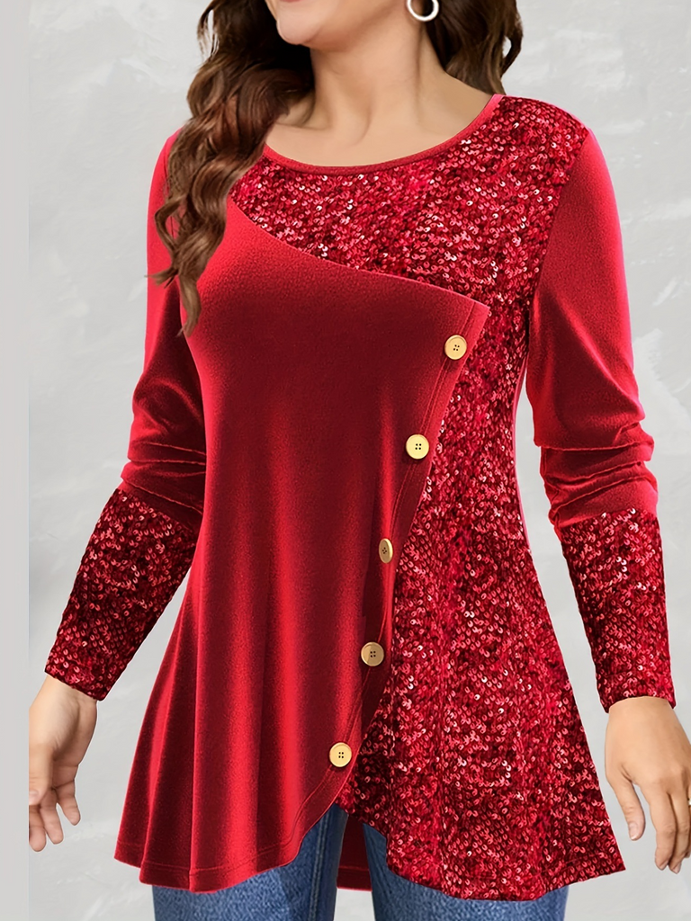 Loose Crew Neck Long Sleeve Plain Fashion Regular Blouses