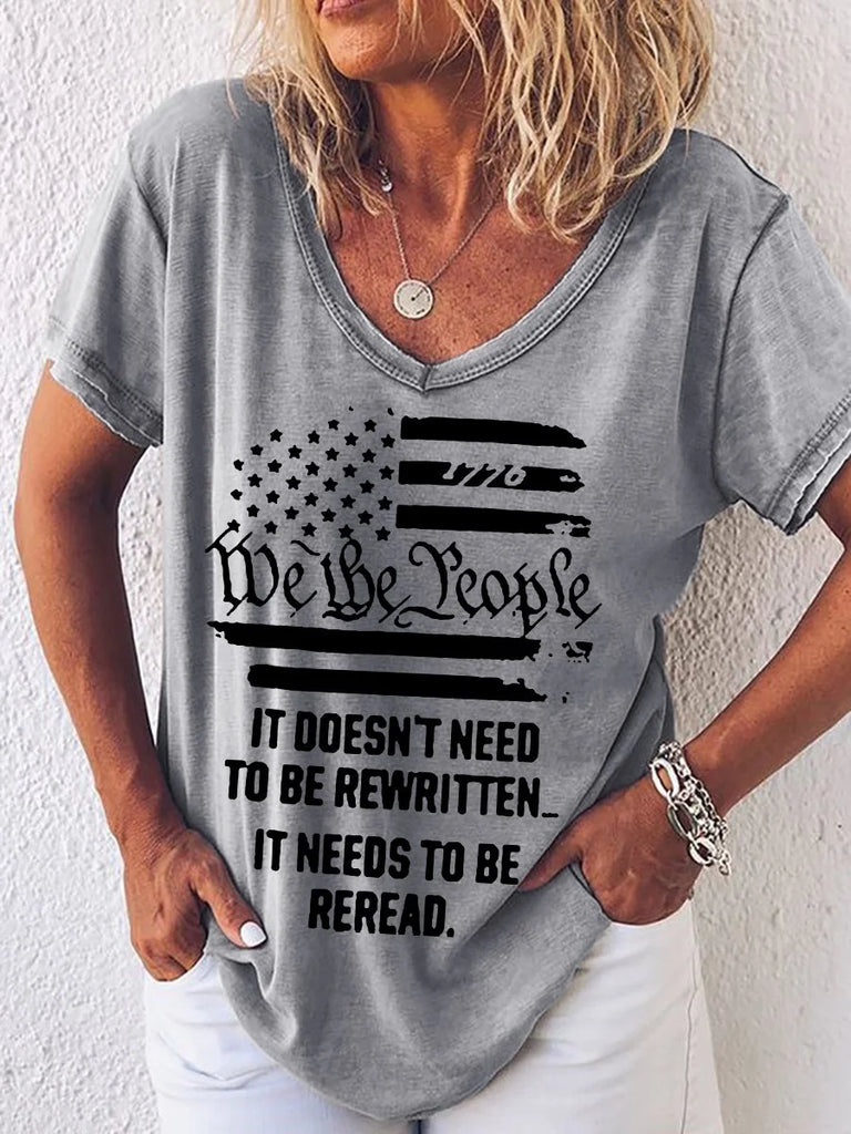 Fashion Short Sleeve Crew Neck Letter Loose Regular T-Shirt
