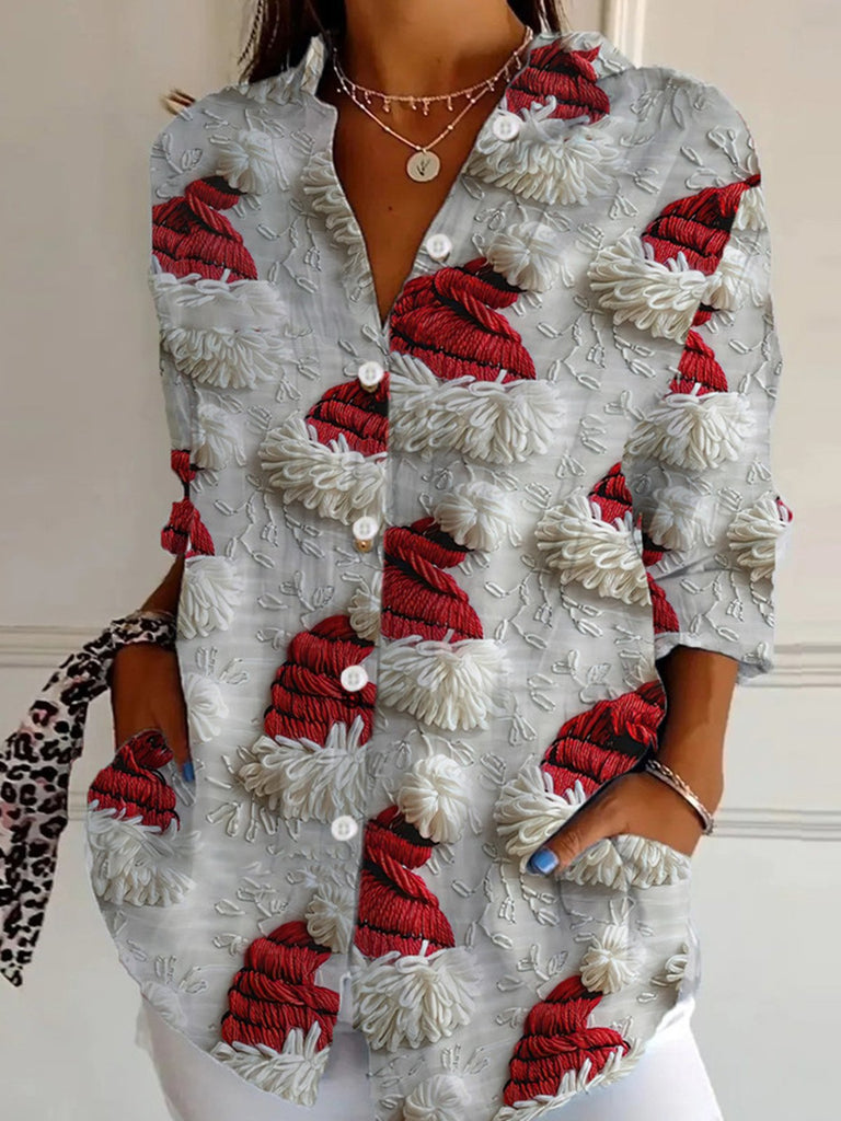 Loose Long Sleeve Shirt Collar Christmas Fashion Regular Shirt