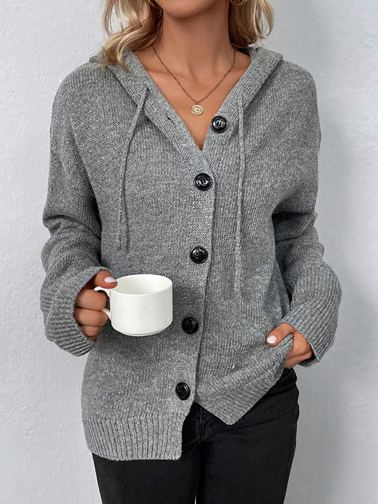 Loose Hoodie Long Sleeve Plain Fashion Regular Cardigan