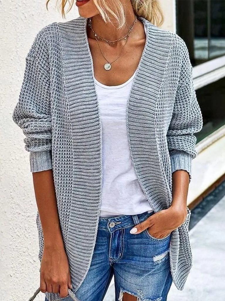 Fashion Long Sleeve Plain Loose Regular Sweater