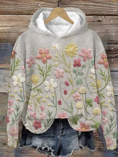 Fashion Long Sleeve Hoodie Christmas Floral Casual Regular Sweatshirt