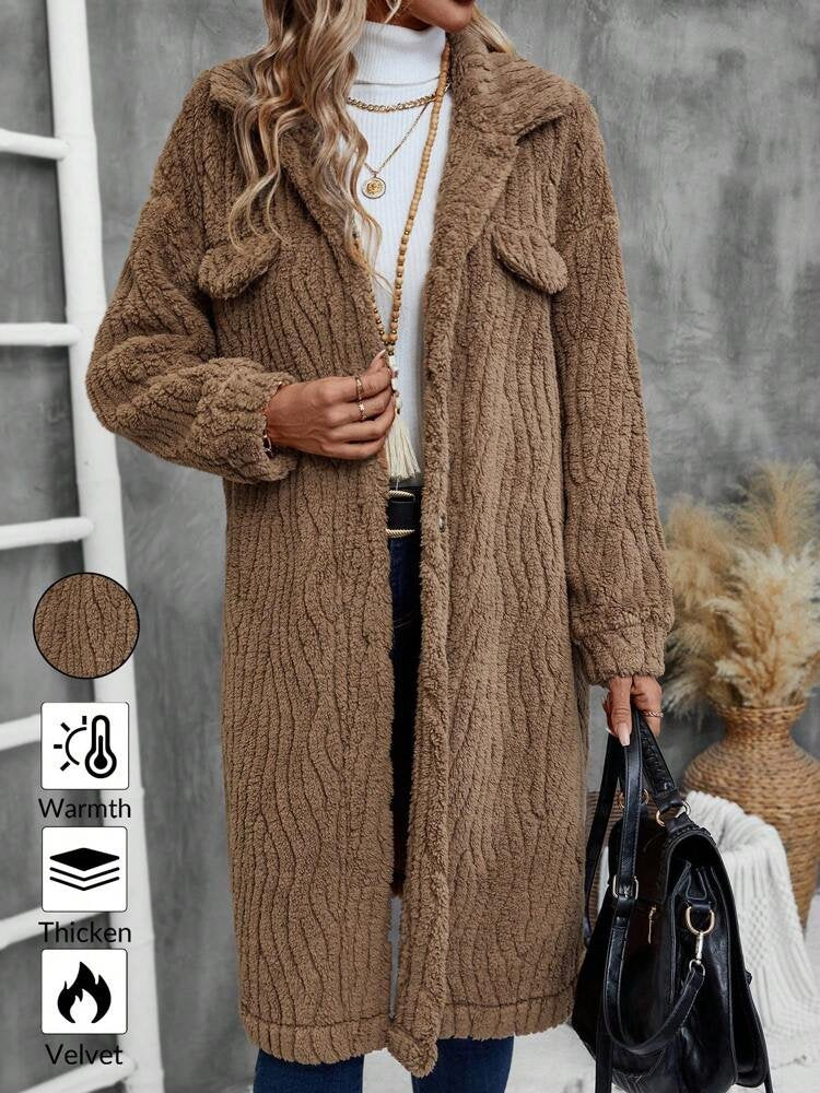 Loose Long Sleeve Striped Fashion Regular Coat