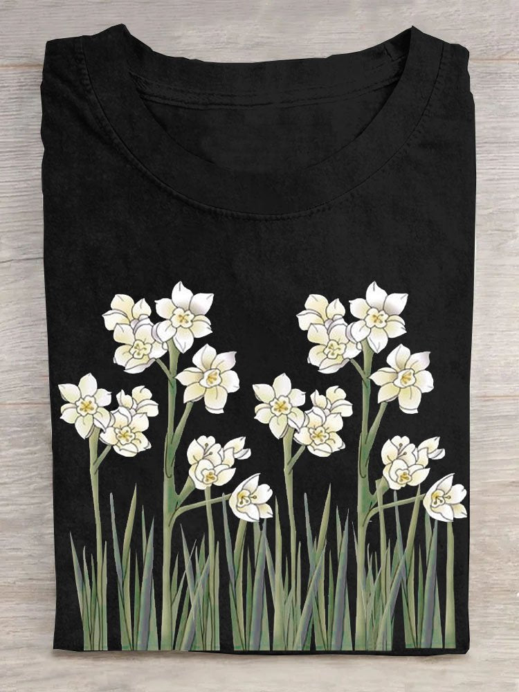 Casual Short Sleeve Crew Neck Floral Fashion Regular T-Shirt