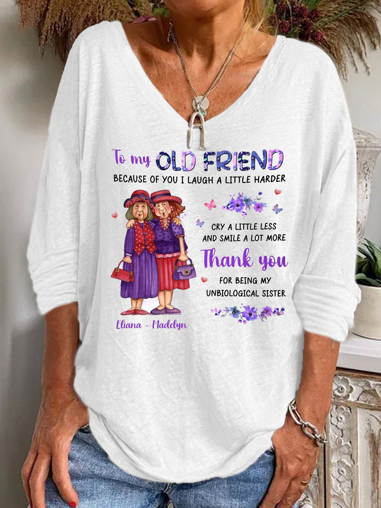 Casual V Neck Long Sleeve Ethnic Floral Fashion Regular T-Shirt