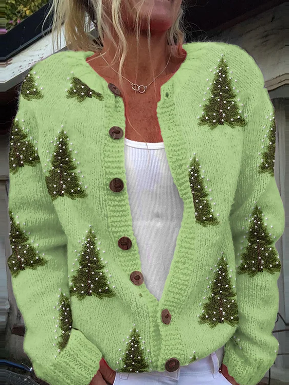 Crew Neck Long Sleeve Color Block Fashion Regular Cardigan