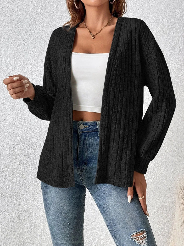 Loose Long Sleeve Plain Zipper Fashion Regular Cardigan