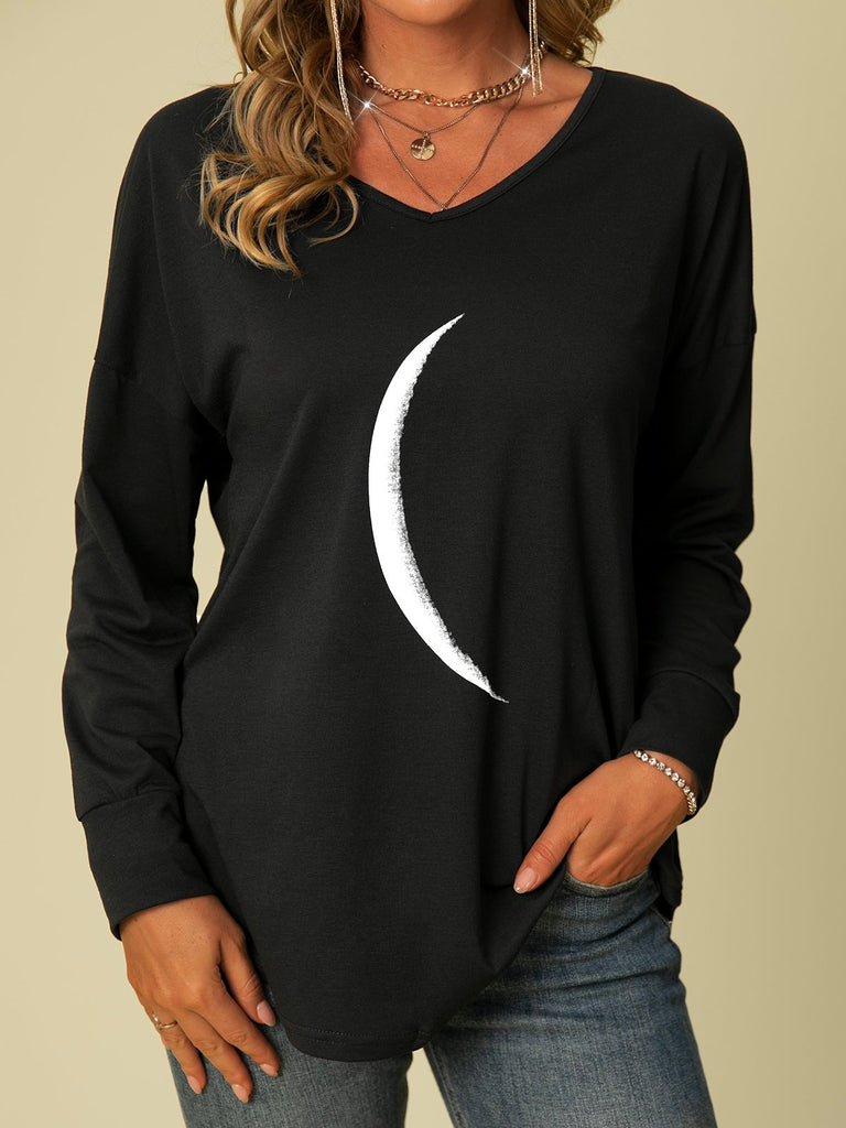 Fashion Crew Neck Long Sleeve Plain Regular T-Shirt