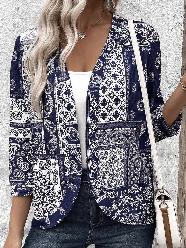 Shawl Collar Long Sleeve Ethnic Fashion Regular Blazers