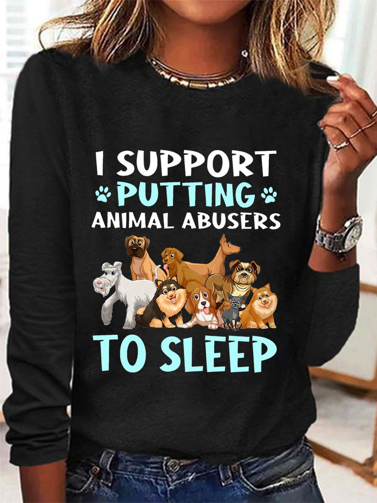 Fashion Crew Neck Long Sleeve Cartoon Loose Regular Blouses