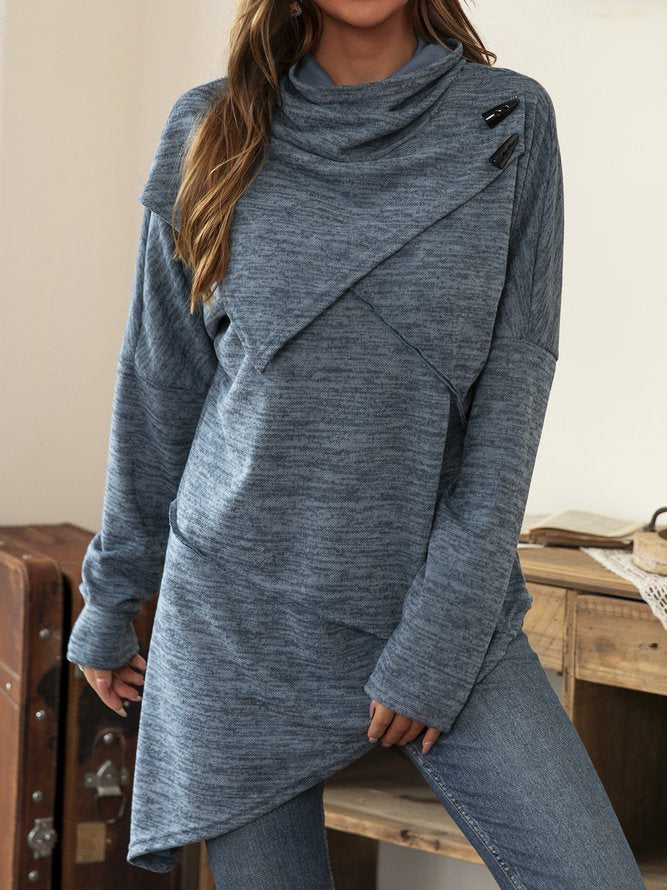 Loose Crew Neck Long Sleeve Plain Fashion Regular Blouses