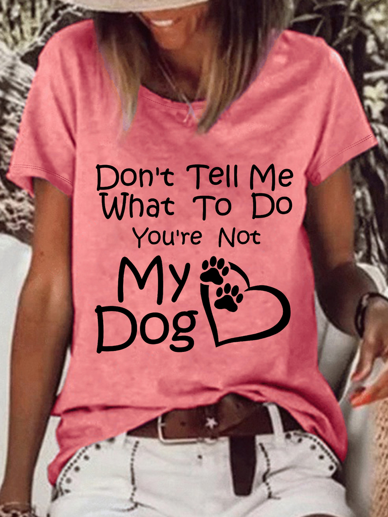 Fashion Short Sleeve Crew Neck Text Letters Loose Regular T-Shirt
