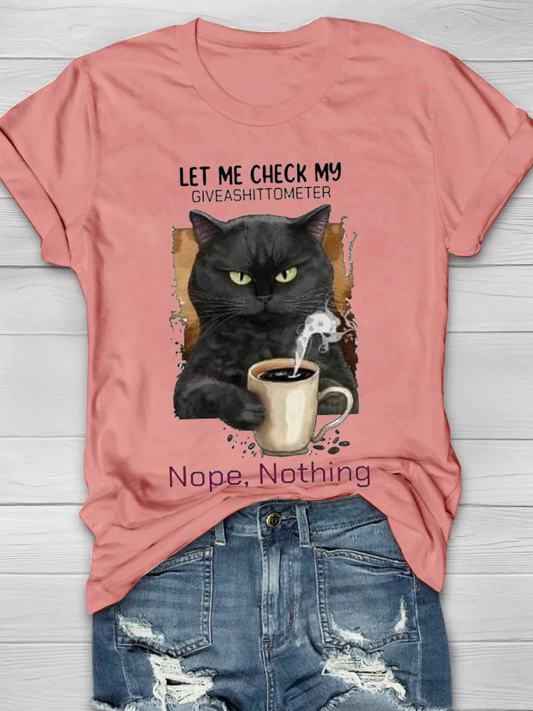Fashion Short Sleeve Crew Neck Cat Casual Regular T-Shirt