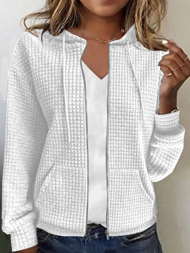 Loose Hoodie Long Sleeve Plain Fashion Mid-Long Jacket