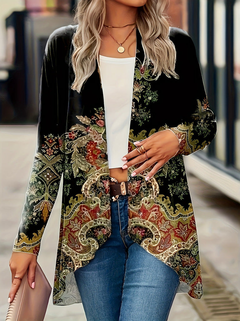 Loose Long Sleeve Floral Fashion Regular Jacket