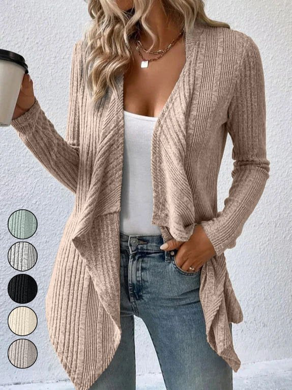 Loose Shawl Collar Long Sleeve Plain Fashion Mid-Long Cardigan