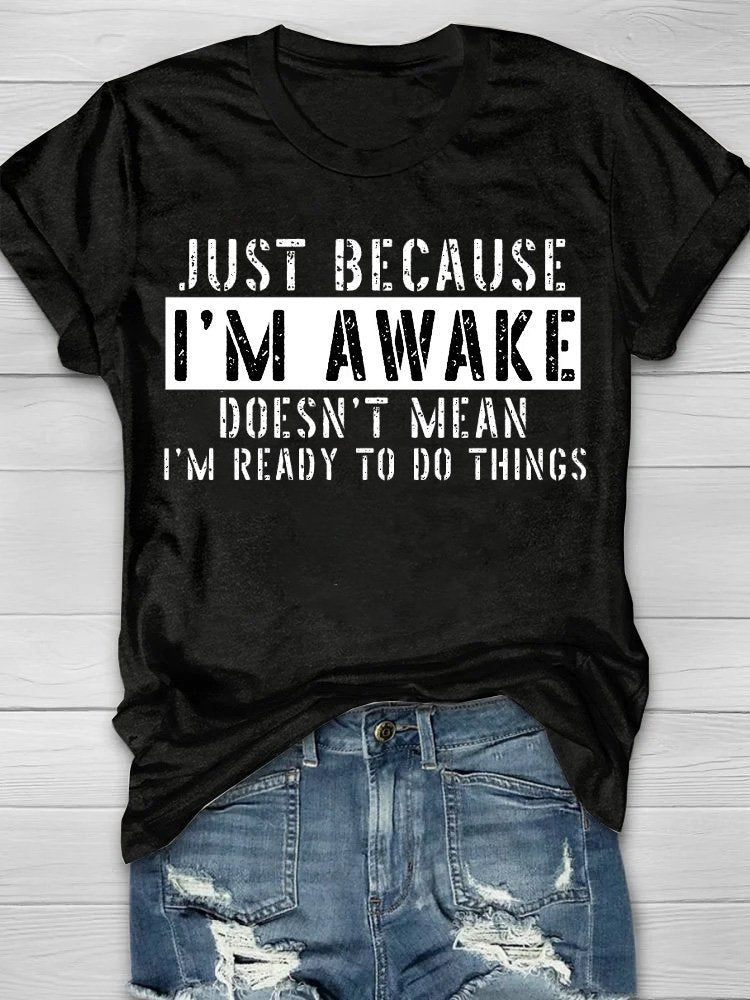 Loose Short Sleeve Crew Neck Text Letters Fashion Regular T-Shirt