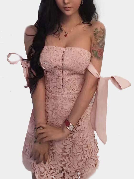 Womens Pink Off The Shoulder Dresses