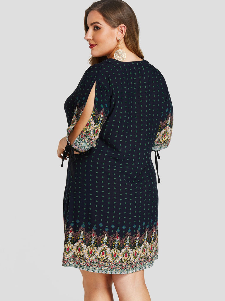 Womens Half Sleeve Plus Size Dress