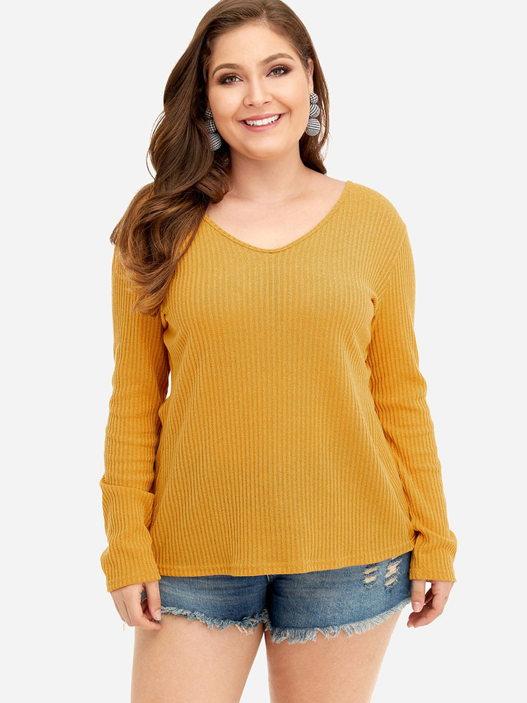 Ladies Yellow Plus Size Tops