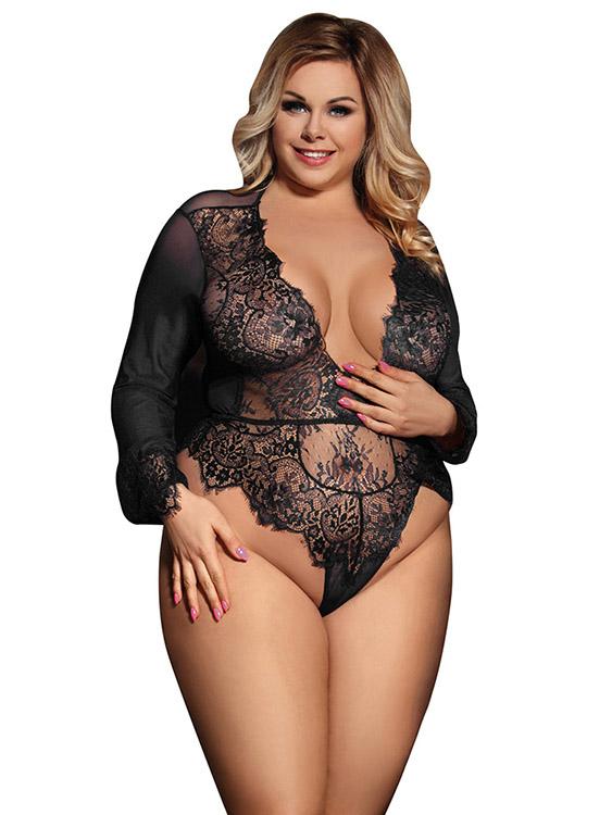 Ladies Long Sleeve Plus Size Intimates