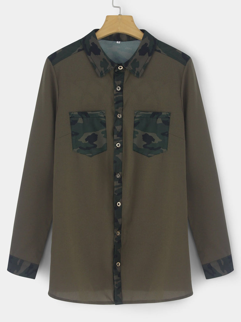 Camouflage Long Sleeve Blouses