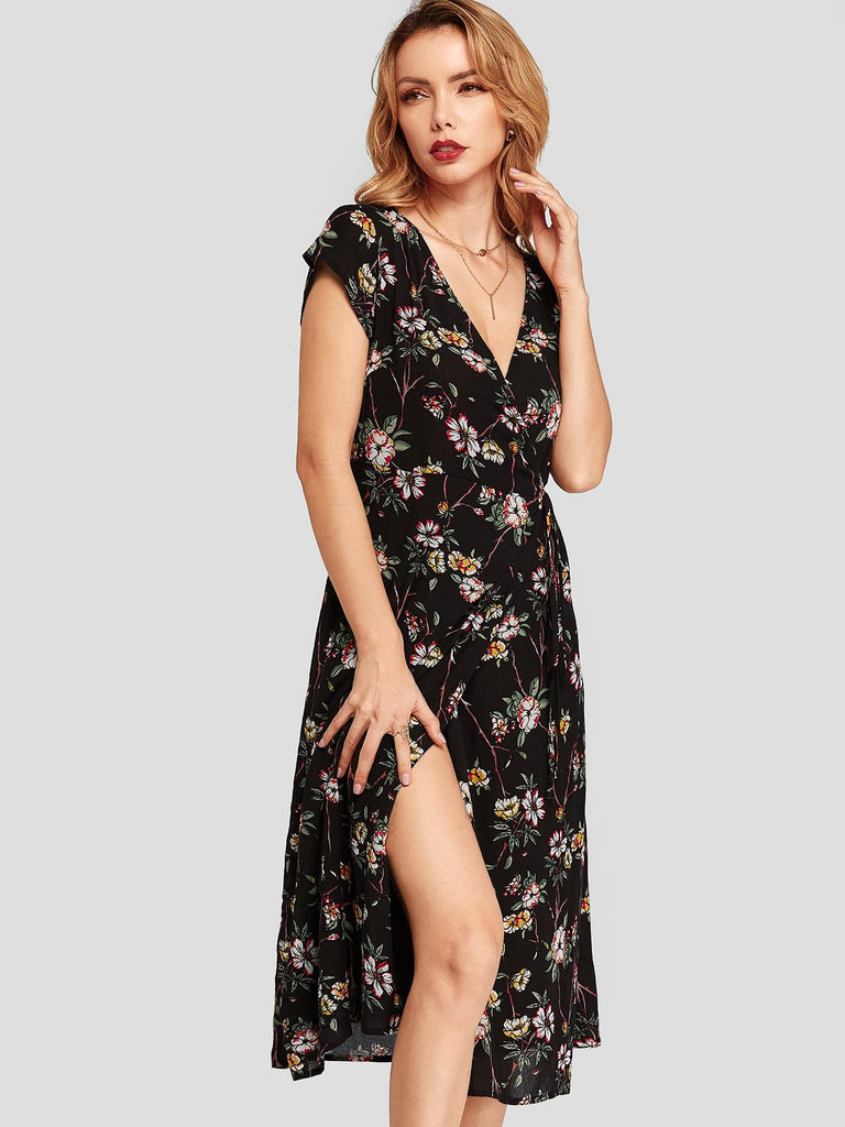 Ladies Black Floral Dresses