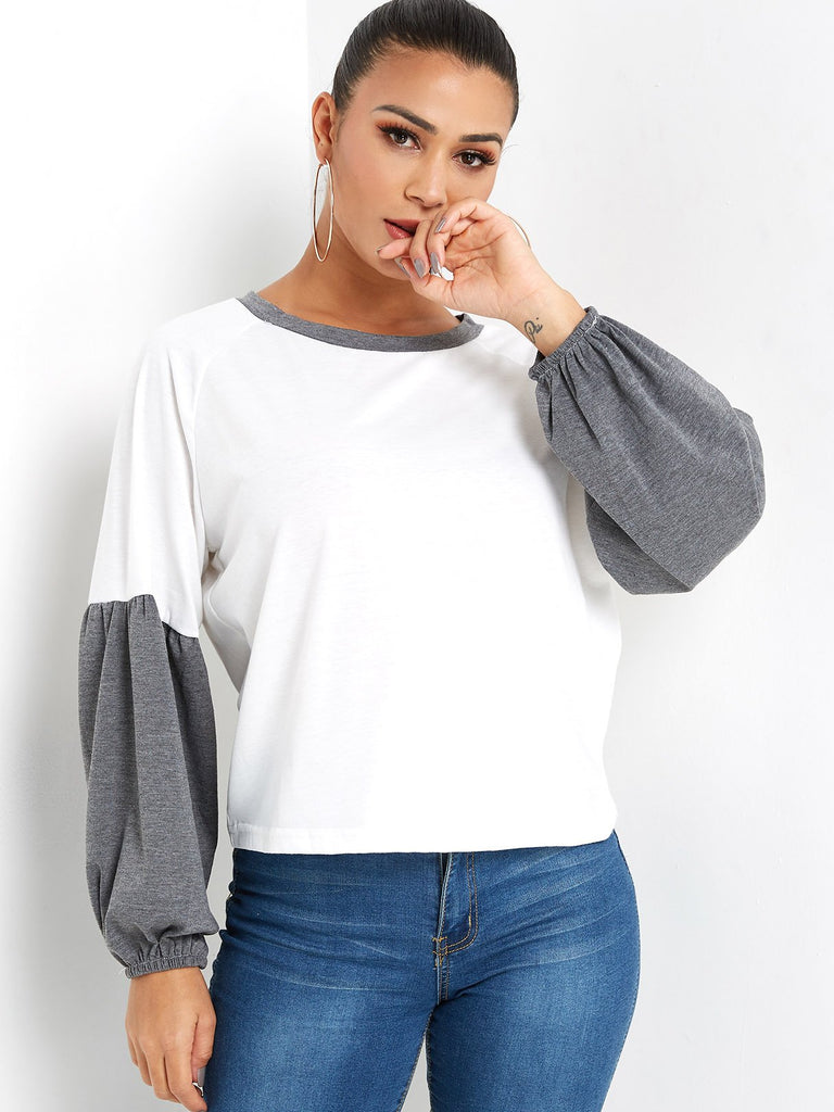 Crew Neck Plain Long Sleeve Tee