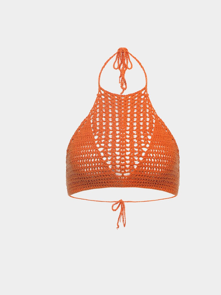 Orange Halter Bikini Top