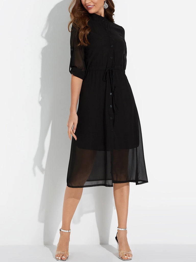 Womens 3/4 Sleeve Midi Dress