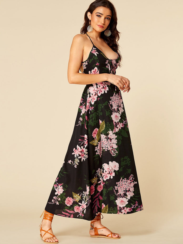 Ladies Black Floral Dresses