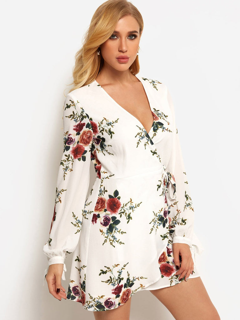 Ladies White Floral Dresses