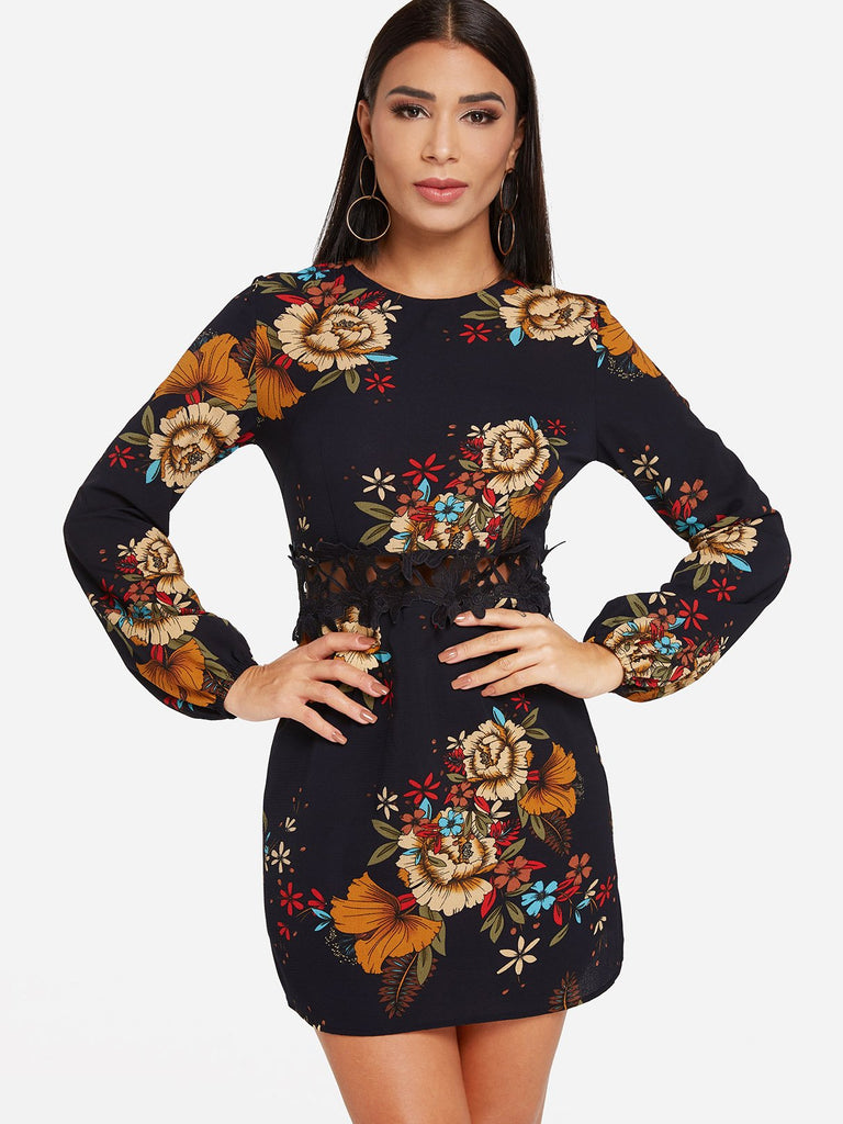 Ladies Black Floral Dresses