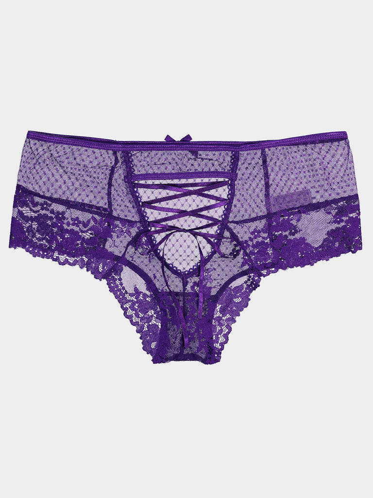 Plain Lace Purple Plus Size Intimates