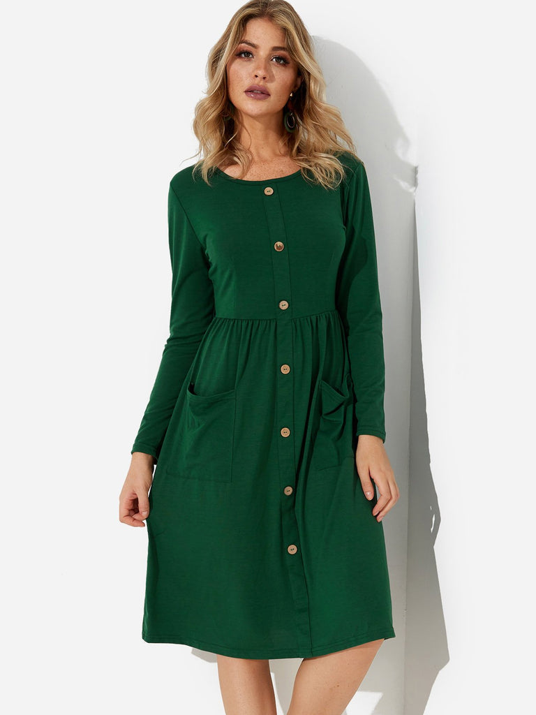 Ladies Green Midi Dresses