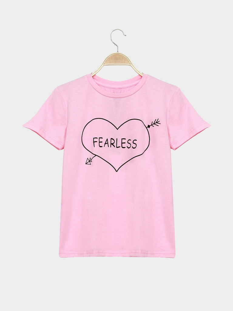 Round Neck Printed Pink T-Shirts