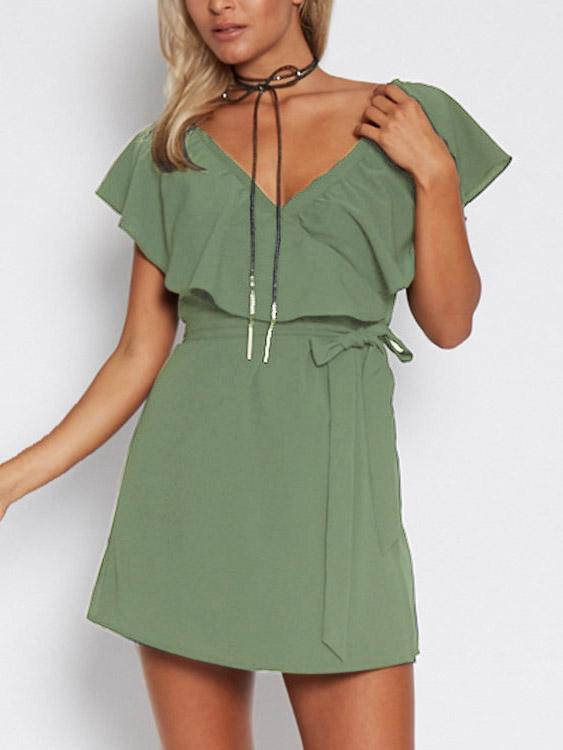 Green Short Sleeve Dress