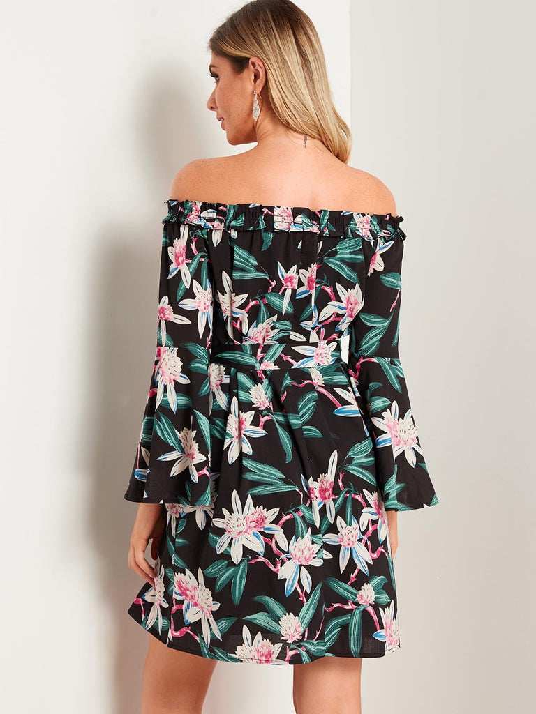 Womens Black Floral Dresses