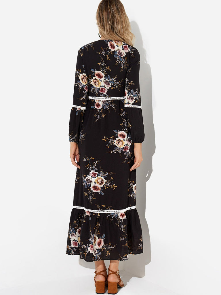 Womens Black Floral Dresses