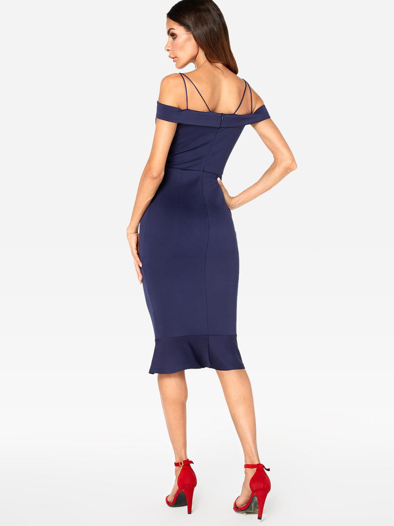 Womens Navy Off The Shoulder Dresses