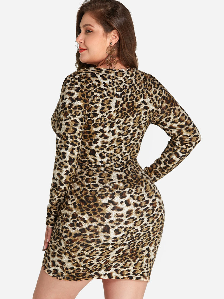 Womens Leopard Plus Size Dresses