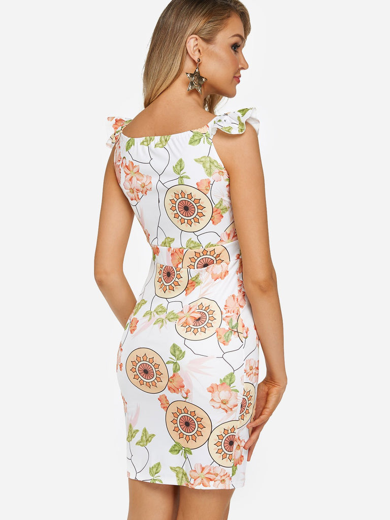 Womens White Floral Dresses