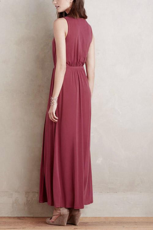 Womens Wine Red Maxi Dresses