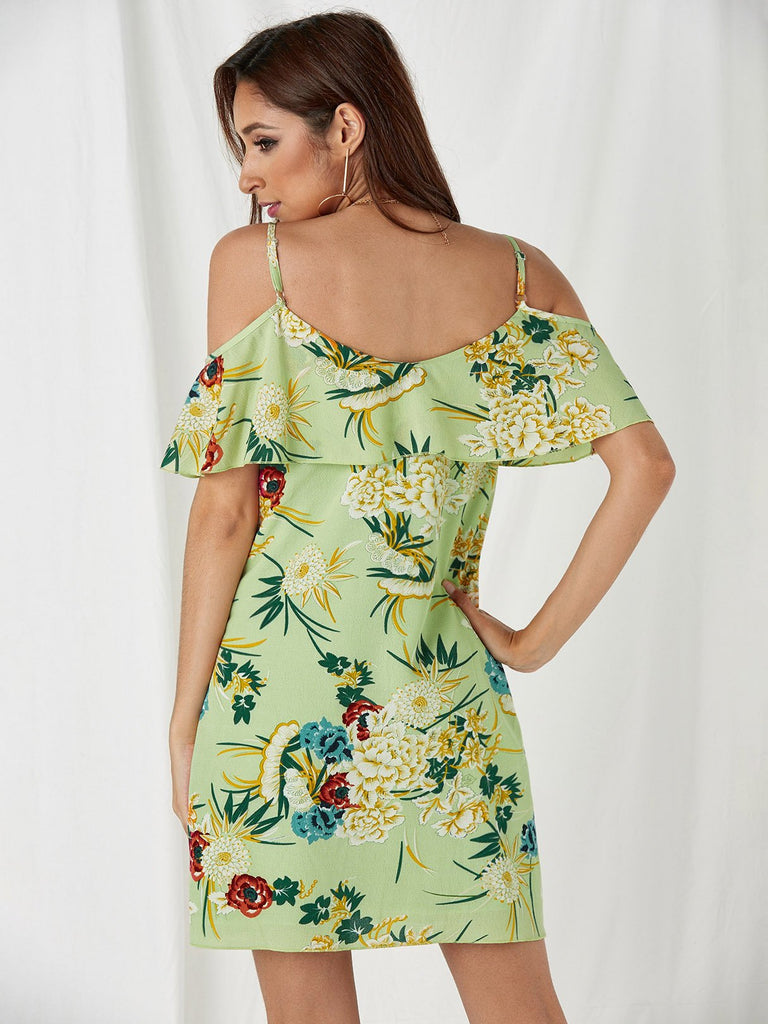 Ladies Green Floral Dresses