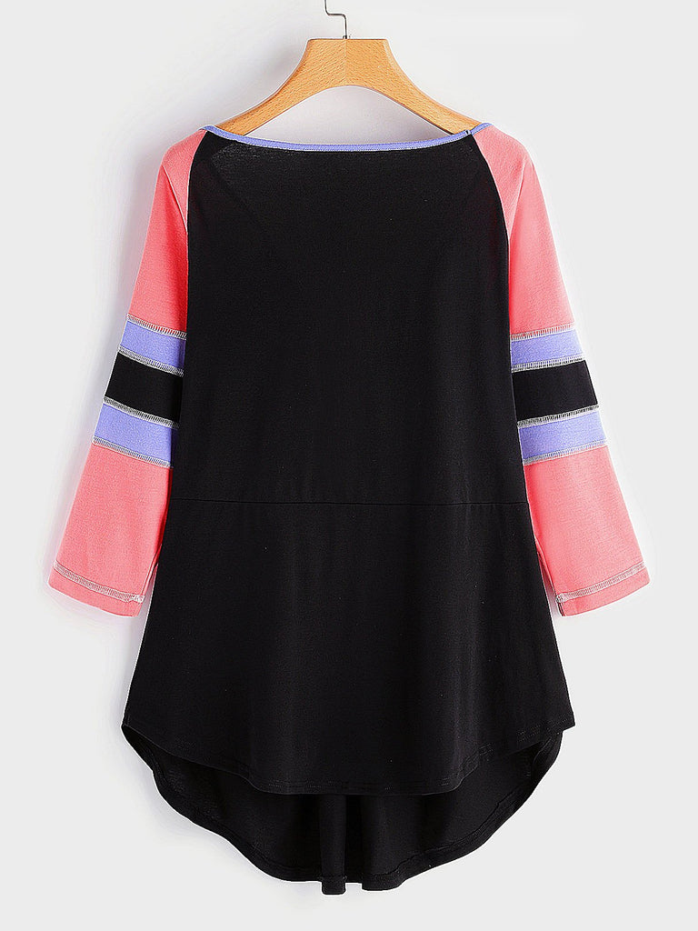 Womens Color Block Plus Size Tops