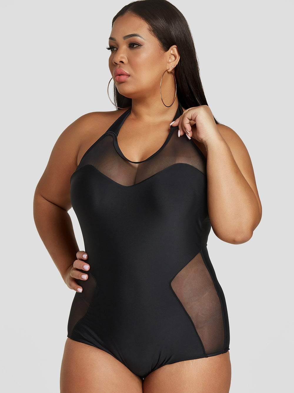 Ladies Black Plus Size Swimwear