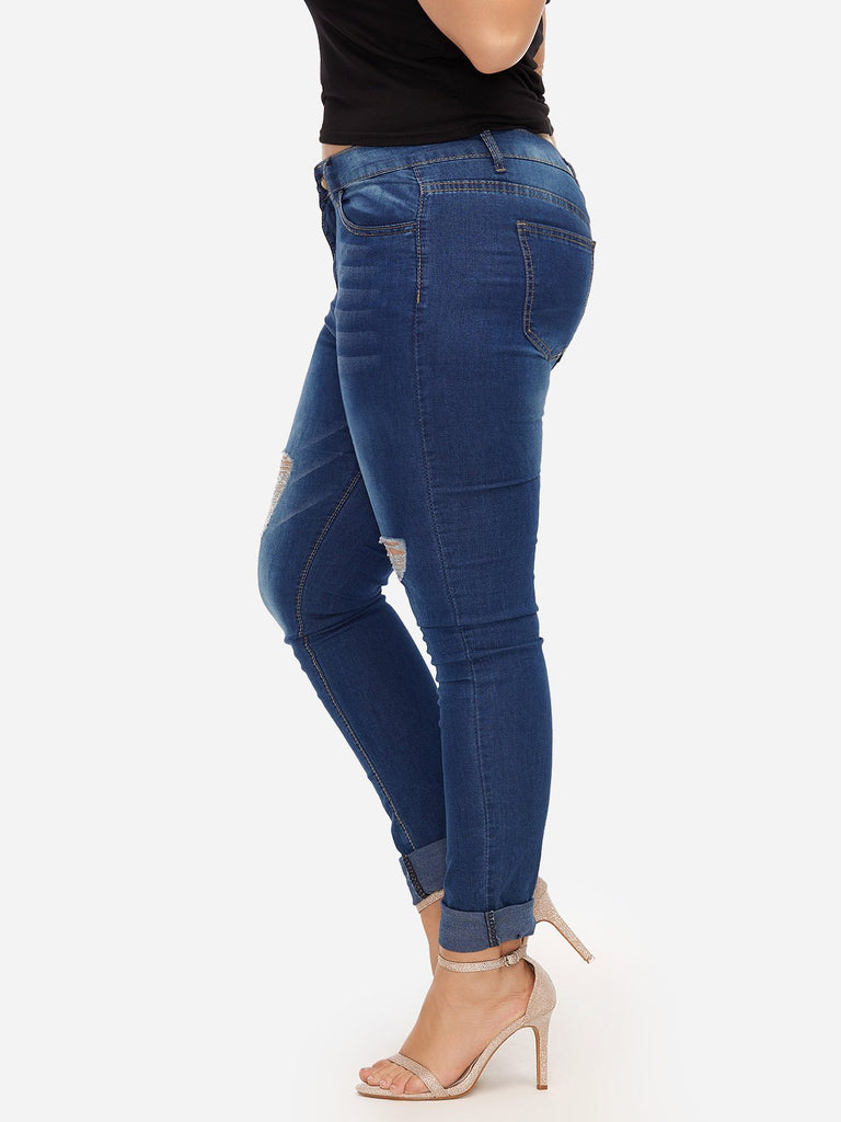 Ladies Dark Blue Plus Size Bottoms