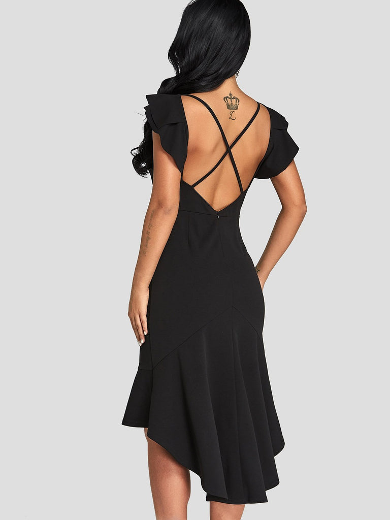 Womens Black Midi Dresses